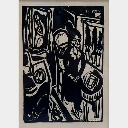 Ernst Ludwig Kirchner (German, 1880-1938) Plate from Das Stiftsfräulein und der Tod