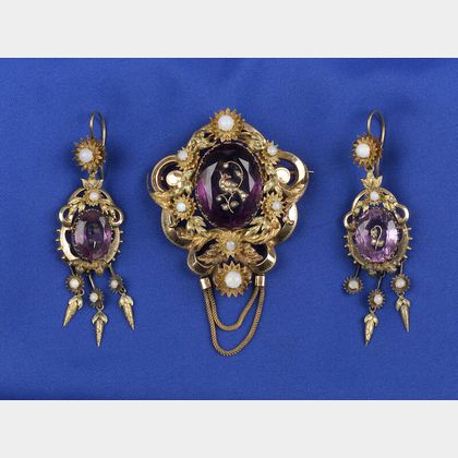 Suite of Victorian Amethyst and Gold Jewelry