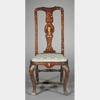Italian Rococo Ivory-inlaid Walnut Side Chair