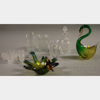 Twelve Assorted Cut Glass and Art Glass Table Items