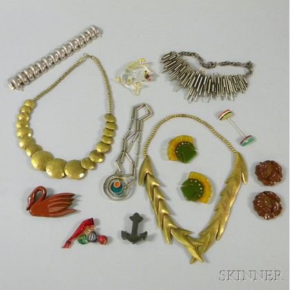 Collection of Assorted Bakelite and 1960s Costume Jewelry