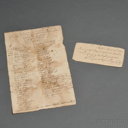 Wrentham Muster Roll, and Continental Tax Payment
