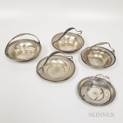 Five Sterling Silver Handled Baskets