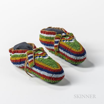 Pair of Plains Fully Beaded Child's Moccasins