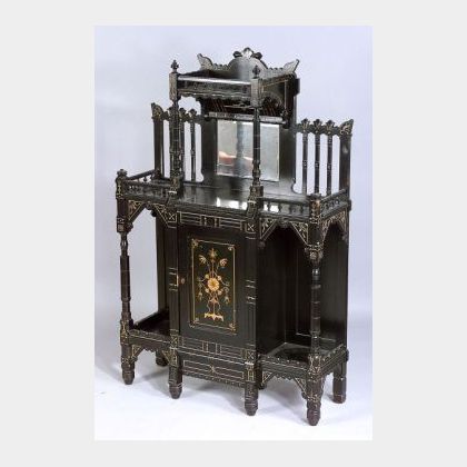 American Aesthetic Movement Ebonized and Parcel Gilt Side Cabinet