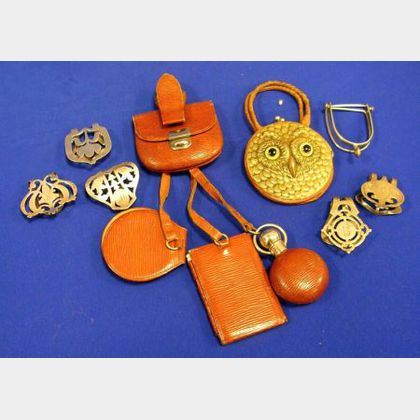 Assortment of Sterling Money Clips and Leather-Clad Personal Accessories. 