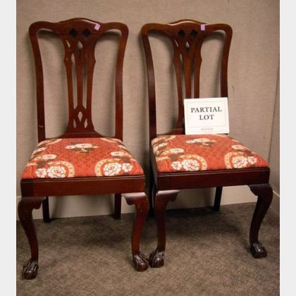 Set of Six Chippendale-style Carved Mahogany Dining Chairs. 