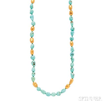 24kt Gold and Turquoise Necklace, Yossi Harari