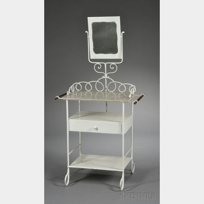 White-painted Metal and Marble-top Dressing Table