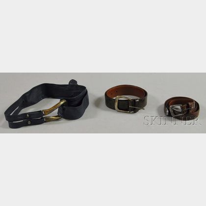 Two Ralph Lauren Brown Alligator Belts with Sterling Buckles