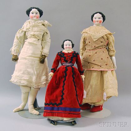 Three German China Head Dolls