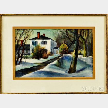 Stephen George Maniatty (American, 1910-1984) Manor House in Snow