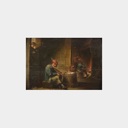 Manner of David Teniers, the younger (Flemish, 1610-1690) Fiddler in a Tavern.