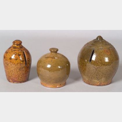 Three Small Pottery Banks