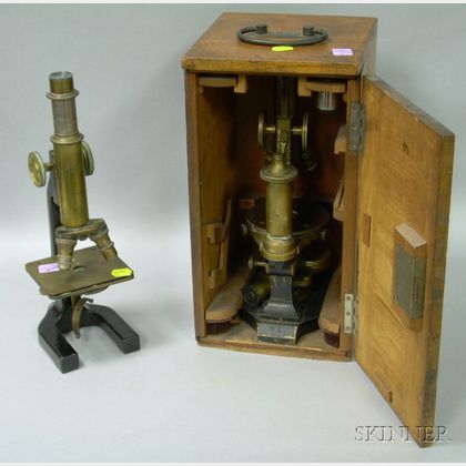 Busch Compound Microscope and a Cased Bausch & Lomb Optical Co. Compound Microscope. 