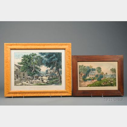 Currier & Ives, publishers (American, 1857-1907) Lot of Two Works: The Old Homestead.