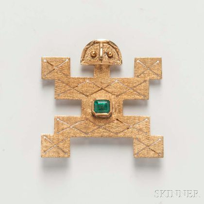 18kt Gold and Emerald Brooch