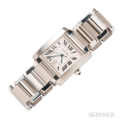 Stainless Steel "Tank Francaise" Wristwatch, Cartier