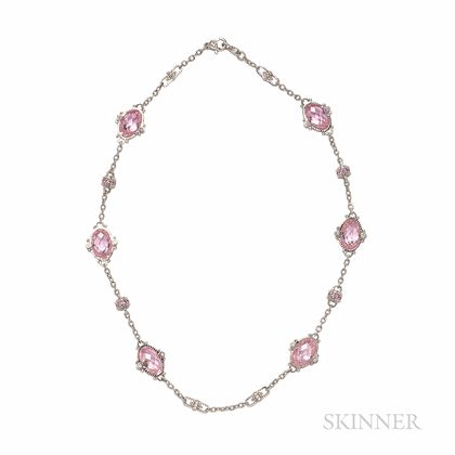 Judith Ripka 18kt White Gold and Pink Crystal Necklace