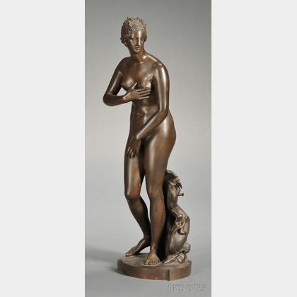 Continental School, 19th Century Classical Nude Lady with Dolphin
