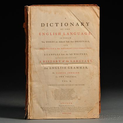 Johnson, Samuel (1709-1784) A Dictionary of the English Language
