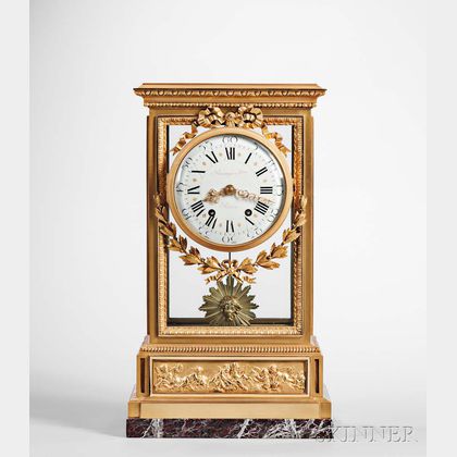 Raingo Freres Gilt and Glazed Mantel Clock