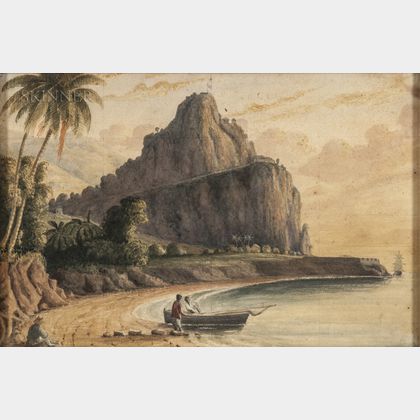 John Herbert Caddy (Canadian, 1801-1887),Three Topographical Views of the West Indies: Two Depicting Brimstone Hill, St. Kitts, One De