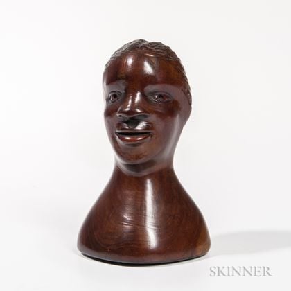 Carved Walnut Head of a Black Man