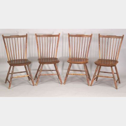 Set of Four Painted Windsor Side Chairs