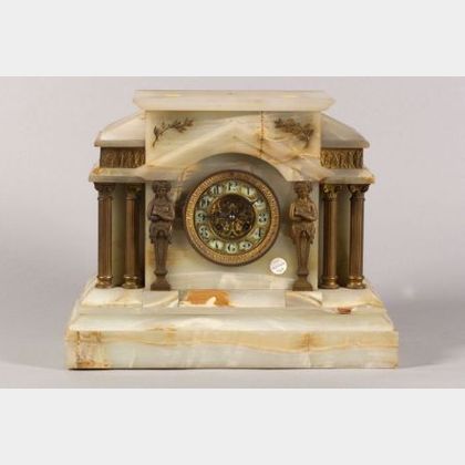 Onyx Temple-form Mantel Clock