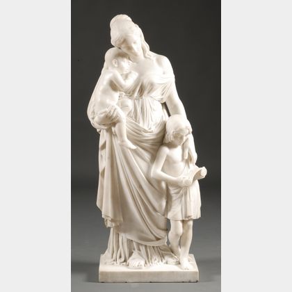 Italian Carved Carrara Marble of the Allegory of Charity