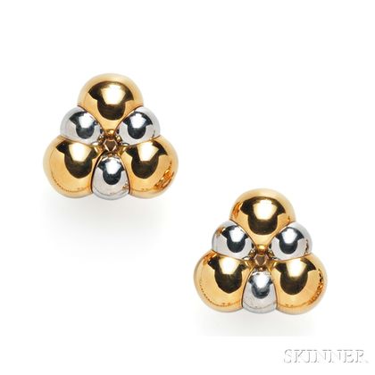 18kt Gold and Stainless Steel Earclips, Marina B.