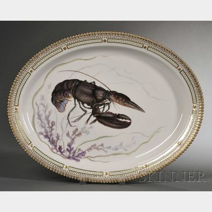 Royal Copenhagen Porcelain "Flora Danica" Lobster-decorated Serving Platter