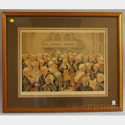Framed Vanity Fair Supplement Color Lithograph Bench and Bar