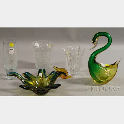 Five Pieces of Modern Art Glass
