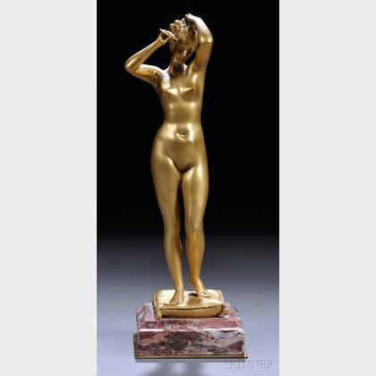 After Emile Pinedo (French, 1840-1916) Gilt-bronze Figure of a Female Nude