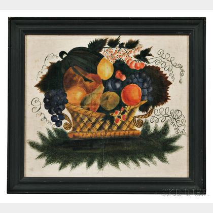 Watercolor Basket of Fruit Theorem on Velvet