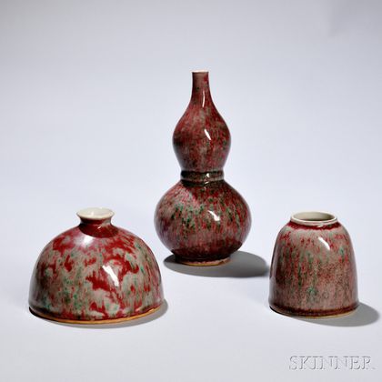 Three Peachbloom-glazed Porcelain Items