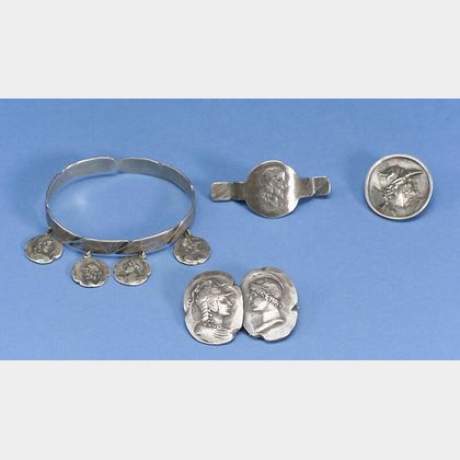 Four Silver Medallion Jewelry Items