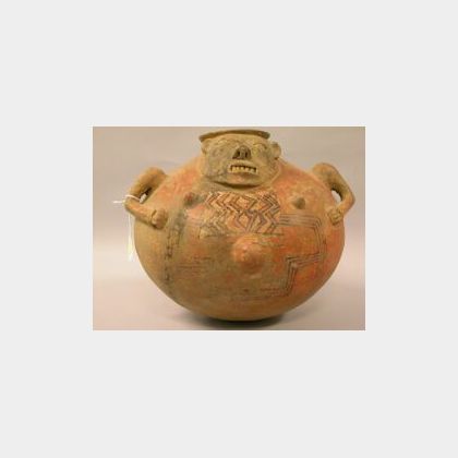 Large Central American Pre-Columbian Pottery Effigy Vessel. 