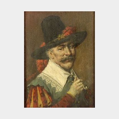 Eduard von Hagen (German, 1834-1909) A Quiet Smoke/Cavalier With a Pipe.