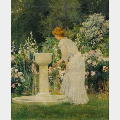Francis Coates Jones (American, 1857-1932) At the Garden Fountain