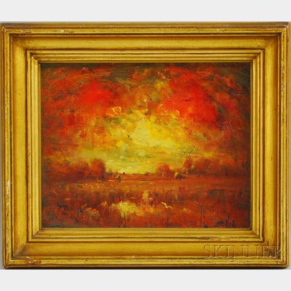 Henry Hammond Ahl (American, 1869-1953) Fiery Sunset