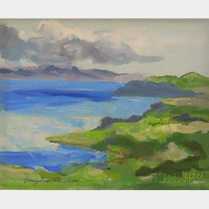 Framed Oil on Masonite, Casitas Lake, Looking East , by Douglass Ewell Parshall (American, 1899-1990)