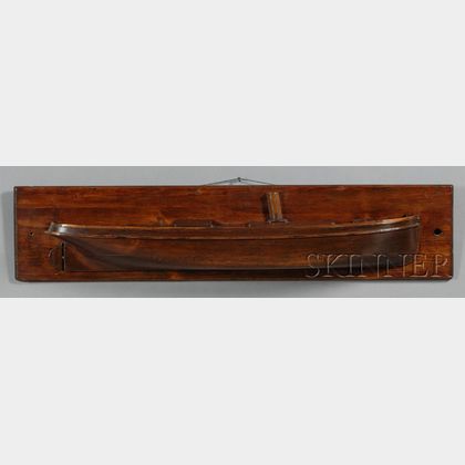 Carved and Mounted Pine Half Hull Model of a Steamship