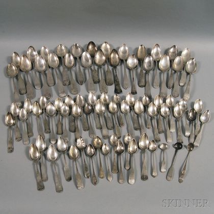 Large Group of Coin Silver Spoons