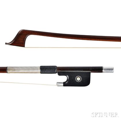 French Silver-mounted Violoncello Bow, Marcel Fetique, c. 1930