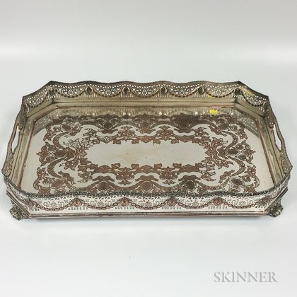 English Large Silver-plated Footed Tray