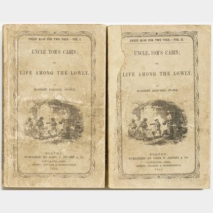 Stowe, Harriet Beecher (1811-1896) Uncle Toms Cabin, First Edition in Paper Wrappers; A Key to Uncle Toms Cabin; Autograph Letter Sig 