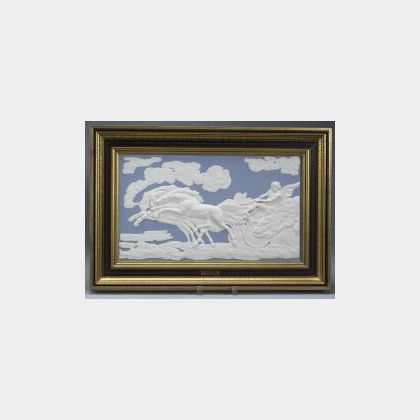 Modern Wedgwood Solid Light Blue Jasper Plaque of The Fall of Phaeton